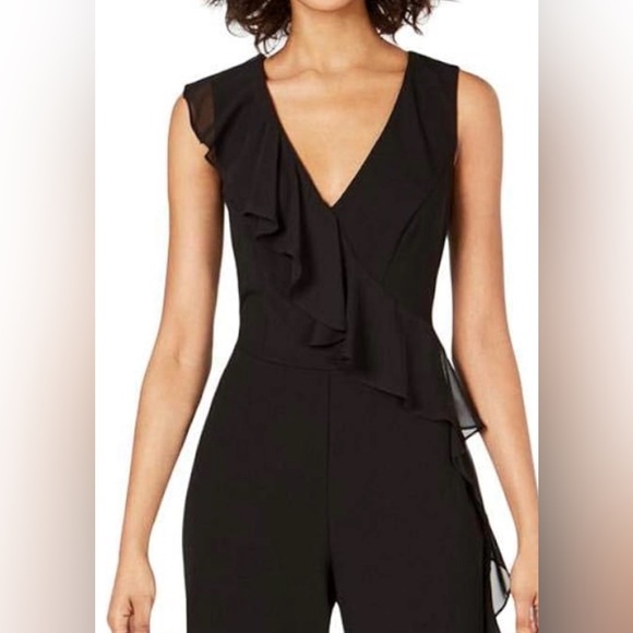 Connected Women’s Ruffled Jumpsuit Elegant Black Tie Event Plus Size 20W NEW - Picture 5 of 5